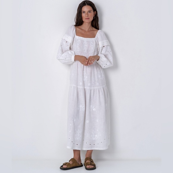 etnodim Dresses & Skirts - ETNODIM white linen embroidered dress myt SIZE XS